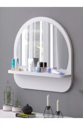 Nysamo Raflı Oval 45 cm Koridor Dresuar Konsol Duvar Salon Banyo Ofis Çocuk Yatak Oda raflı Aynası - 1