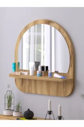 Nysamo Raflı Oval 58 cm Koridor Dresuar Konsol Duvar Salon Banyo Ofis Çocuk Yatak Oda raflı Aynası thumbnail 1