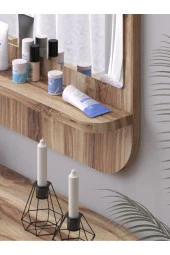 Nysamo Raflı Kare 58 cm Koridor Dresuar Konsol Duvar Salon Banyo Ofis Çocuk Yatak Oda raflı Aynası thumbnail 4