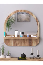 Nysamo Raflı Oval 58 cm Koridor Dresuar Konsol Duvar Salon Banyo Ofis Çocuk Yatak Oda raflı Aynası - 2