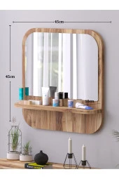 Nysamo Raflı Kare 45 cm Koridor Dresuar Konsol Duvar Salon Banyo Ofis Çocuk Yatak Oda raflı Aynası - 5