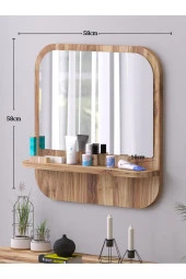 Nysamo Raflı Kare 58 cm Koridor Dresuar Konsol Duvar Salon Banyo Ofis Çocuk Yatak Oda raflı Aynası thumbnail 5