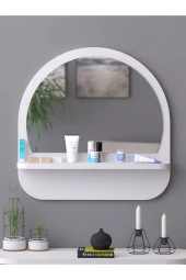Nysamo Raflı Oval 45 cm Koridor Dresuar Konsol Duvar Salon Banyo Ofis Çocuk Yatak Oda raflı Aynası - 2