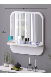 Nysamo Raflı Kare 45 cm Koridor Dresuar Konsol Duvar Salon Banyo Ofis Çocuk Yatak Oda raflı Aynası thumbnail 5