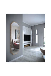 Nysamo Tarz Design Kemence Ceviz Sekizgen Dekoratif Boy Aynası 150x50cm - 2