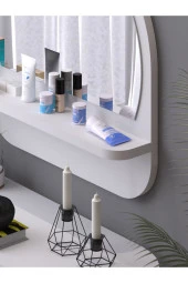Nysamo Raflı Oval 45 cm Koridor Dresuar Konsol Duvar Salon Banyo Ofis Çocuk Yatak Oda raflı Aynası - 3