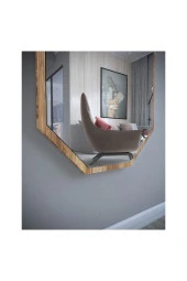 Nysamo Tarz Design Kemence Ceviz Sekizgen Dekoratif Boy Aynası 150x50cm - 3