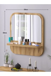 Nysamo Raflı Kare 58 cm Koridor Dresuar Konsol Duvar Salon Banyo Ofis Çocuk Yatak Oda raflı Aynası - 5