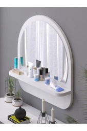 Nysamo Raflı Oval 45 cm Koridor Dresuar Konsol Duvar Salon Banyo Ofis Çocuk Yatak Oda raflı Aynası - 4