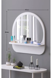 Nysamo Raflı Oval 45 cm Koridor Dresuar Konsol Duvar Salon Banyo Ofis Çocuk Yatak Oda raflı Aynası - 5