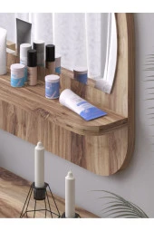 Nysamo Raflı Oval 45 cm Koridor Dresuar Konsol Duvar Salon Banyo Ofis Çocuk Yatak Oda raflı Aynası - 4