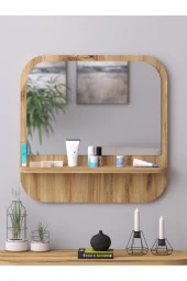 Nysamo Raflı Kare 45 cm Koridor Dresuar Konsol Duvar Salon Banyo Ofis Çocuk Yatak Oda raflı Aynası thumbnail 2