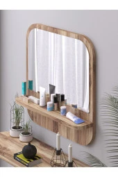 Nysamo Raflı Kare 58 cm Koridor Dresuar Konsol Duvar Salon Banyo Ofis Çocuk Yatak Oda raflı Aynası thumbnail 3