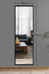Nysamo Siyah Düz Dekoratif Boy Duvar Aynası 50x150 Cm - 3