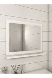 TETTO ELAGANTE Dresuar,60x45 Beyaz Raflı Banyo Aynası - 1