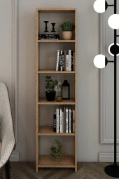 Nysamo 6 Raflı 40 Cm Dekoratif Kitaplık Ofis Kitaplığı Dolap Evrak Rafı Ev Rafı Kitap Rafı - 2