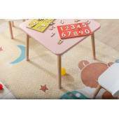 Buzkids Çocuk Masası Oyun Etkinlik Masası Pembe Beyaz Tavşan - Ayna Hediye - 4