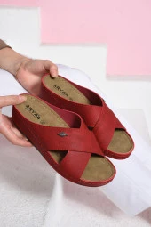 Albishoes Kadın Rahat Yumuşak Çapraz Anatomik 4,5 cm Hafif Topuklu Günlük Comfort Kadın Terlik - 3