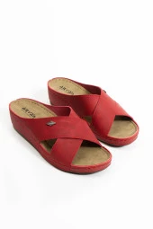 Albishoes Kadın Rahat Yumuşak Çapraz Anatomik 4,5 cm Hafif Topuklu Günlük Comfort Kadın Terlik - 4