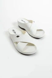Albishoes Kadın Rahat Yumuşak Çapraz Anatomik 4,5 cm Hafif Topuklu Günlük Comfort Kadın Terlik - 4
