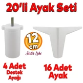 20'li Set Sedir Lüks Mobilya Kanepe Koltuk TV Ünitesi Yükseltici Destek Ayağı Ayakları 12 cm Beyaz thumbnail 1
