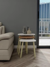 3lü Üçgen Zigon Sehpa Beyaz-Marbella Kiraz - 2