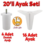 20'li Set Sedir Lüks Mobilya Kanepe Koltuk TV Ünitesi Yükseltici Destek Ayağı Ayakları 14 cm Beyaz thumbnail 1