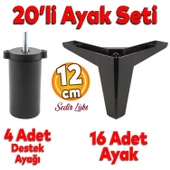 20'li Set Sedir Lüks Mobilya Kanepe Koltuk TV Ünitesi Yükseltici Destek Ayağı Ayakları 12 cm Siyah thumbnail 1