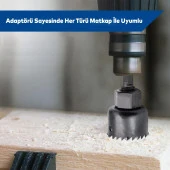 Panç Seti Ahşap Duvar Buat Alçıpan Kartonpiyer Delme  Adaptör Takımı 8 Parça Delik Açma Testeresi thumbnail 4