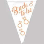 Bekarlığa Veda Partisi Bride To Be Temalı Üçgen Flama Bayrak Süs - Beyaz - 1