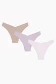 Açık Pembe Gül Kurusu Açık Kahve 3lü Lazer İz Yapmaz V Shape Brazillian Külot thumbnail 1