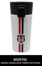 Beşiktaş Orjinal Lisanslı Çelik Termos Kilitli Mug 400 ml (Beyaz) - 1