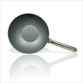 Büyük 28 cm Granit Yanmaz Yapışmaz Yüzeyli Paslanmaz Çelik Saplı Vog Vok Wog Wok Kavisli Eğimli Tava - 4