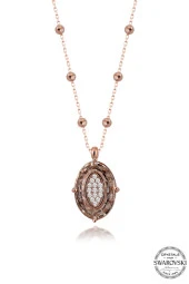 Swarovski Crystal Kadın Rose Oval Gümüş Kolye - 1