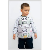 ANP MODA TASARIM Cepli Sıvı Geçirmez Giyilebilir Mama Önlüğü 2 li Paket (Tilki-Panda) 0-36 Ay - 3