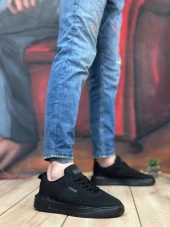 BA0349 Özel Örme Triko Yüksek Taban Tarz Siyah Renk Spor Ayakkabı thumbnail 1