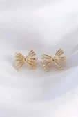 Pirinç Gold Renk Fiyonk Küpe - TJ-BKP8930 - 1