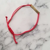 925 Ayar Gümüş Kırmızı İpli Plaka Bileklik thumbnail 5