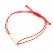 925 Ayar Gümüş Kırmızı İpli Plaka Bileklik thumbnail 4