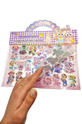 Sticker Kabartmalı Çantalı iki Sayfalı Sticker Seti (SW-021) - 24x15 cm - Sevimli Tavşanlar - 3