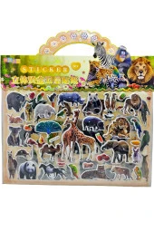 Sticker Kabartmalı Çantalı iki Sayfalı Sticker Seti (SW-024) - 24x15 cm - Orman Hayvanları - 2