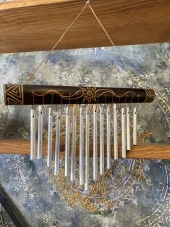 Rüzgar Çanı Deprem Zili Çanı Ahşap Metal Borulu thumbnail 9