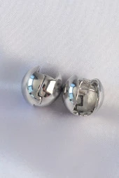 Pirinç Gümüş Renk İçi Boş Minimal Topçuk Küpe - EBJ240601W24760 thumbnail 2