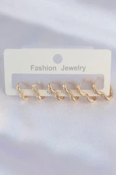 Pirinç Gold Renk Kalp Model Küpe Seti - EBJ240601W24767 thumbnail 1