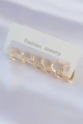 Pirinç Gold Renk Kalp Model Küpe Seti - EBJ240601W24767 thumbnail 2