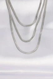 316L Çelik İtalyan Zincir Gümüş Renk Çoklu Kolye - EBJ240601W24674 thumbnail 1