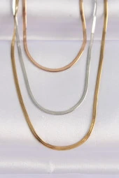316L Çelik 3 Renkli İtalyan Zincir Çoklu Kolye - EBJ240601W24617 thumbnail 1