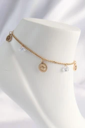 316L Çelik Gold Renk Zirkon Taşlı Yıldızlı Halhal - EBJ240601W24511 - 1