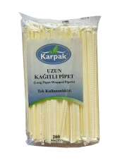 Kağıtlı Sargılı Beyaz Tek Kullanımlık Düz Pipet Kamış 23 Cm. - 200 Adetlik 3 Paket - 2