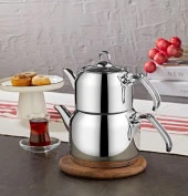 Oms Collection 8090 XL 4 Parça Çelik Çaydanlık Sade - 2